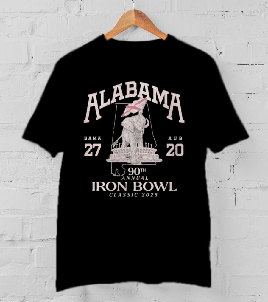 Alabama Crimson Tide 90th Annual Iron Bowl Classic 2025 Bama 27 Aub 20 T-Shirt