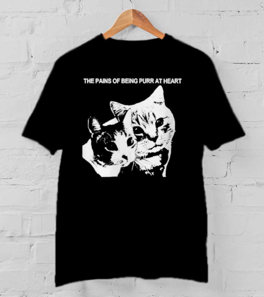 Cat The Pains Of Being Purr At Heart Dual Cat Faces T-Shirt