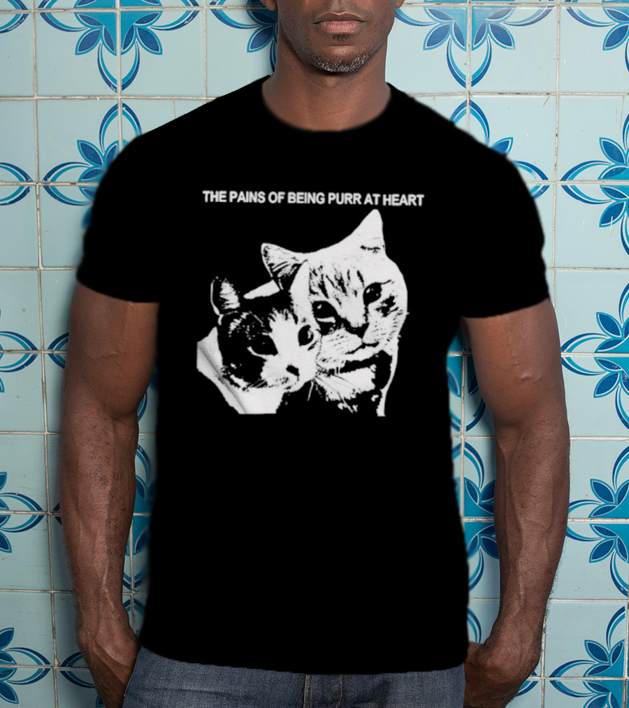 Cat The Pains Of Being Purr At Heart Dual Cat Faces T-Shirt
