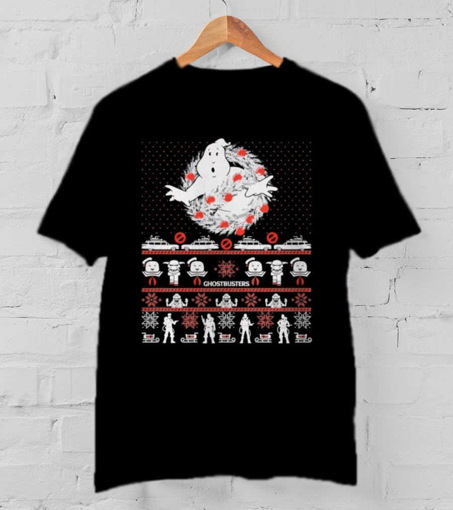Ghostbusters Tis The Season For Bustin Ugly Christmas Sweater Style T-Shirt