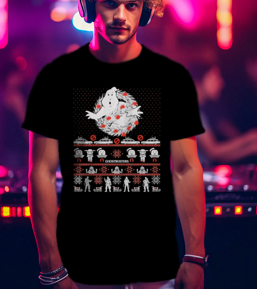 Ghostbusters Tis The Season For Bustin Ugly Christmas Sweater Style T-Shirt