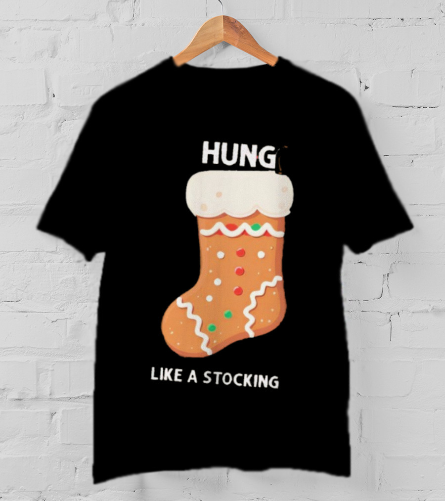 Hung Like A Stocking Gingerbread Christmas T-Shirt