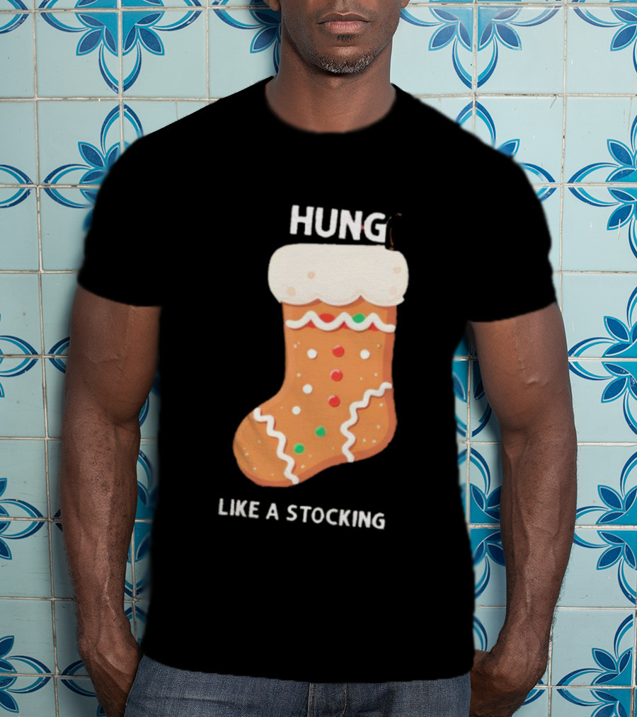 Hung Like A Stocking Gingerbread Christmas T-Shirt