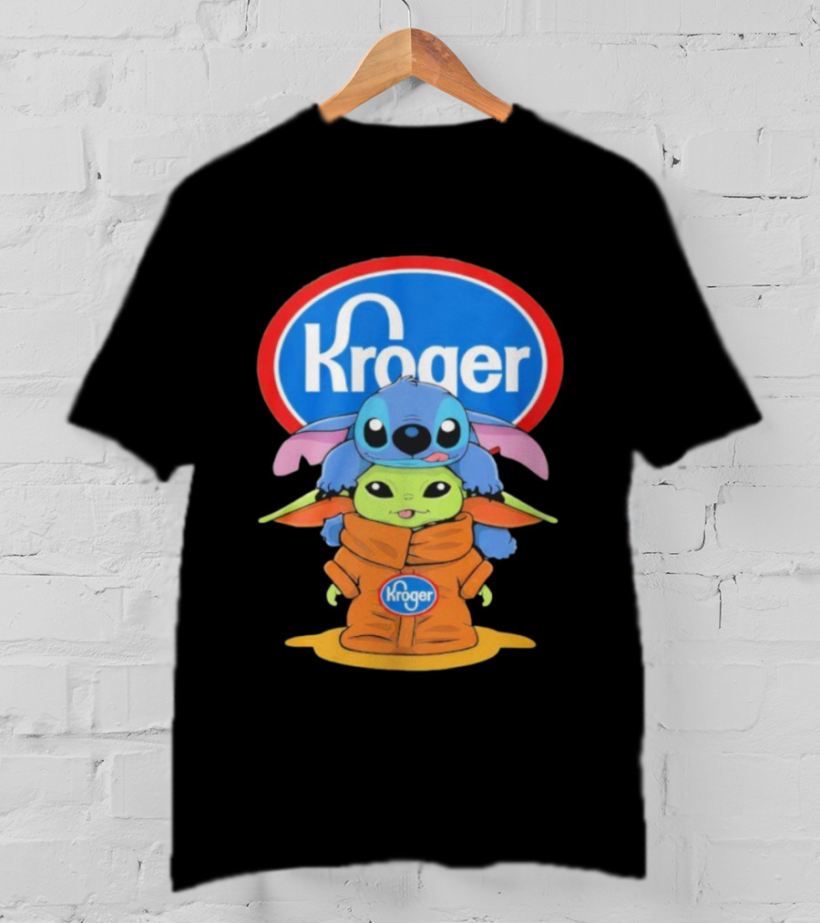 Kroger Baby Stitch And Baby Yoda Fun Illustration T-Shirt