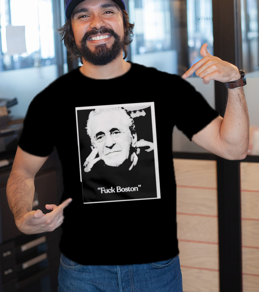 Pat Riley Portrait With 'Fuck Boston' Text T-Shirt