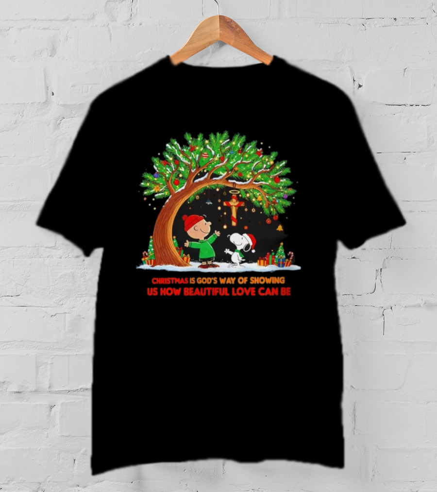 Charlie Brown Snoopy Christmas God's Way Beautiful Love Tree Presents T-Shirt