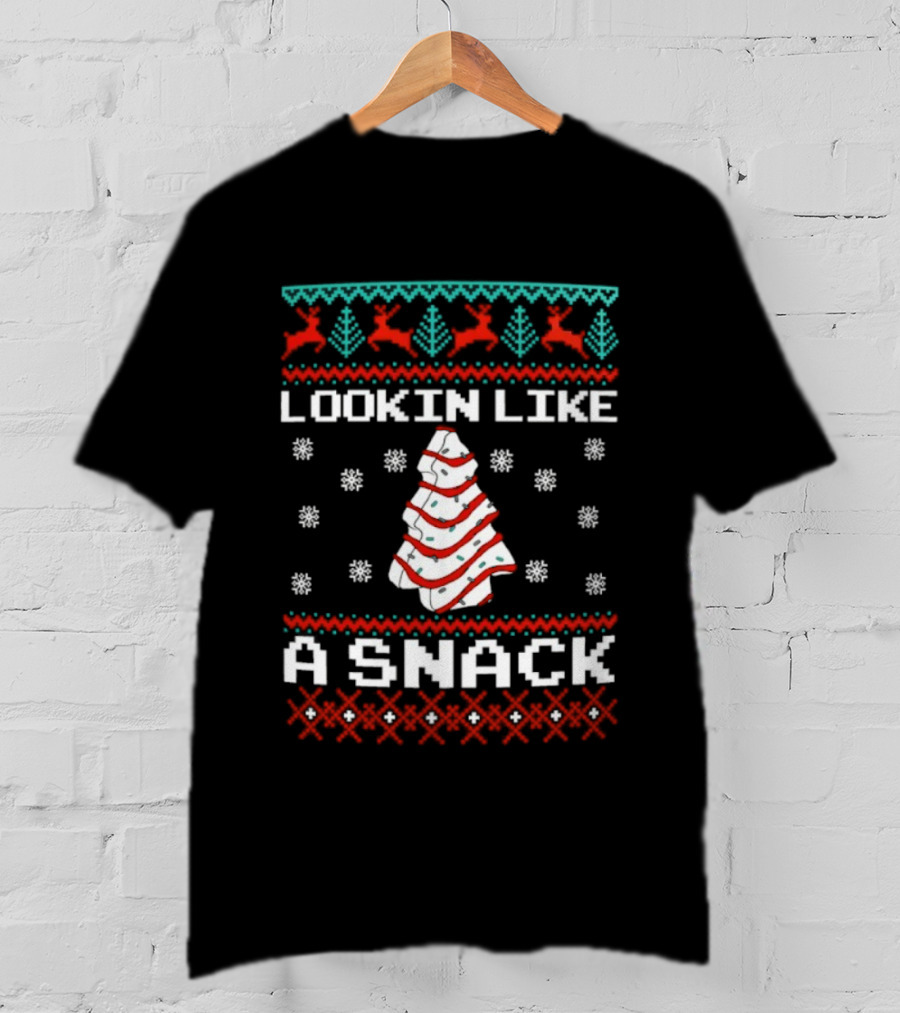 Lookin Like A Snack Christmas Tree Reindeer Ugly Christmas T-Shirt