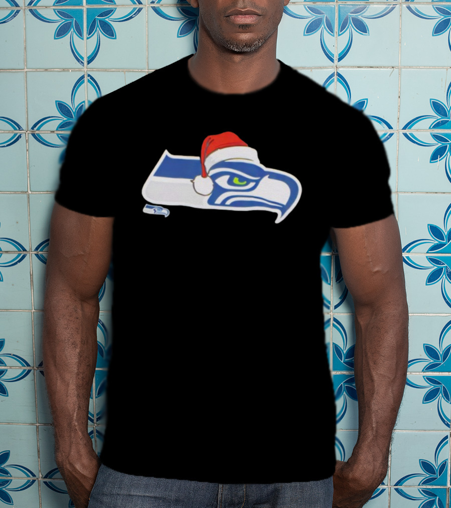Seattle Seahawks Santa Hat Christmas Team Spirit T-Shirt
