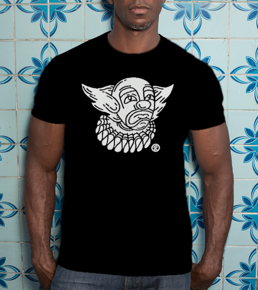 Chicago Style Clown Face Drawing With Ruff Collar T-Shirt