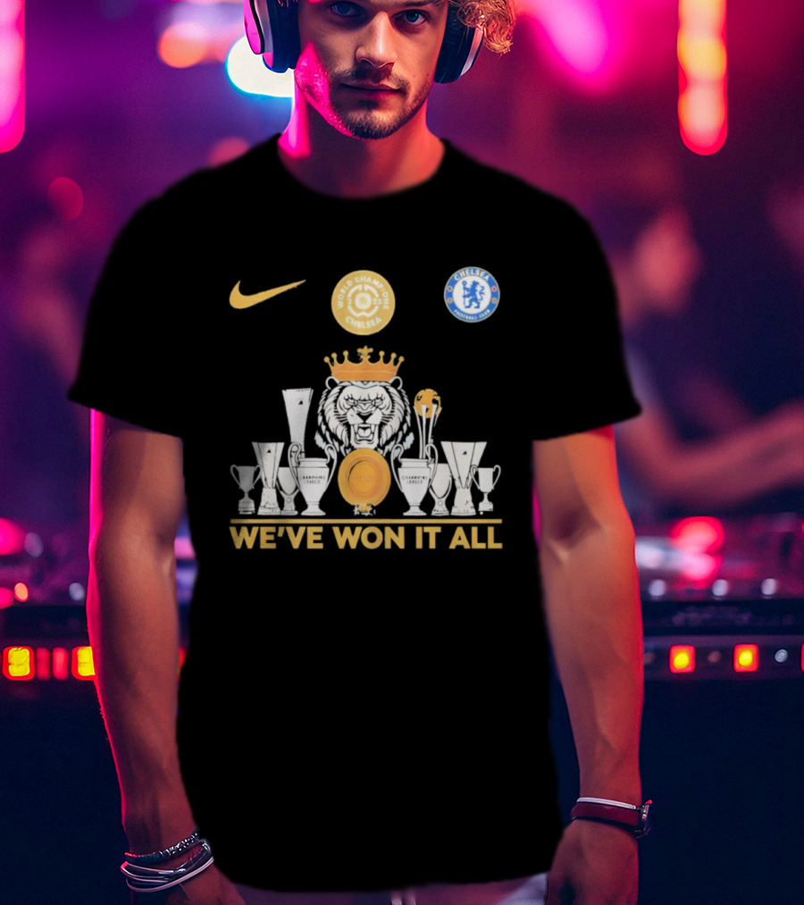 We've Won It All World Champions Chelsea Nike Trophy Collection T-Shirt