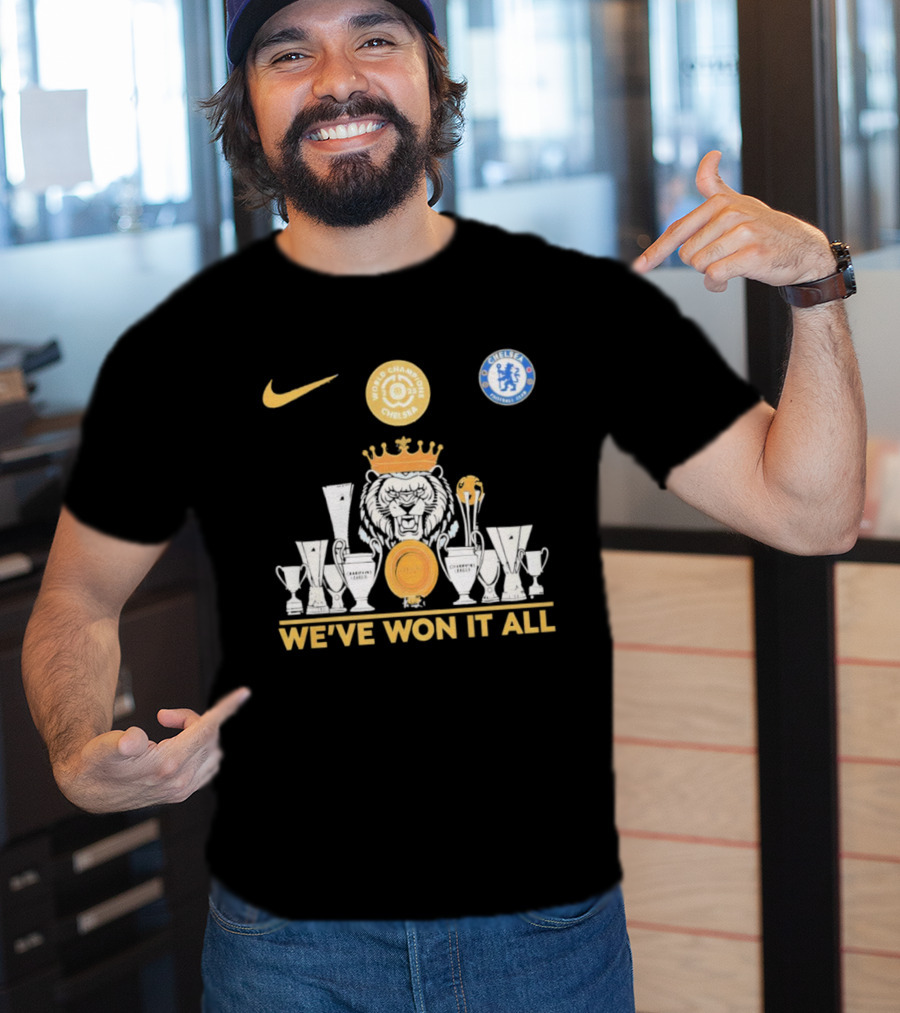 We've Won It All World Champions Chelsea Nike Trophy Collection T-Shirt