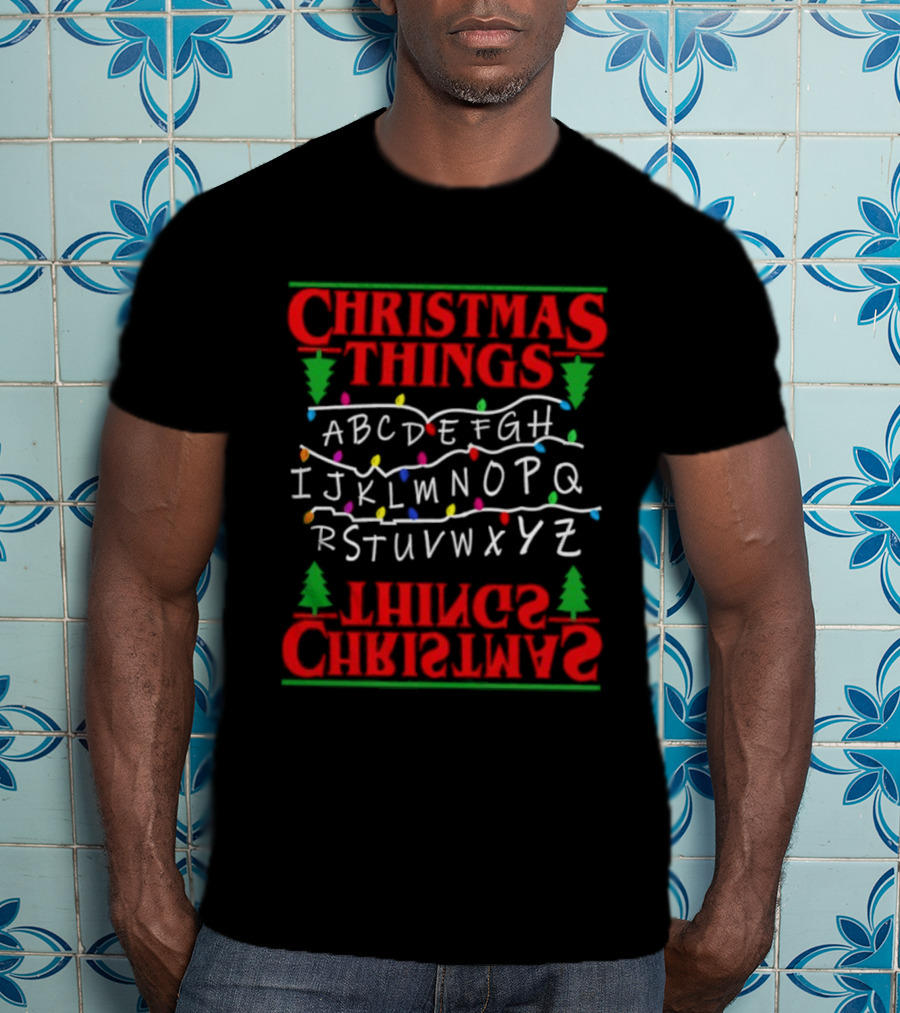 Christmas Things Alphabet ABC Lights Trees T-Shirt