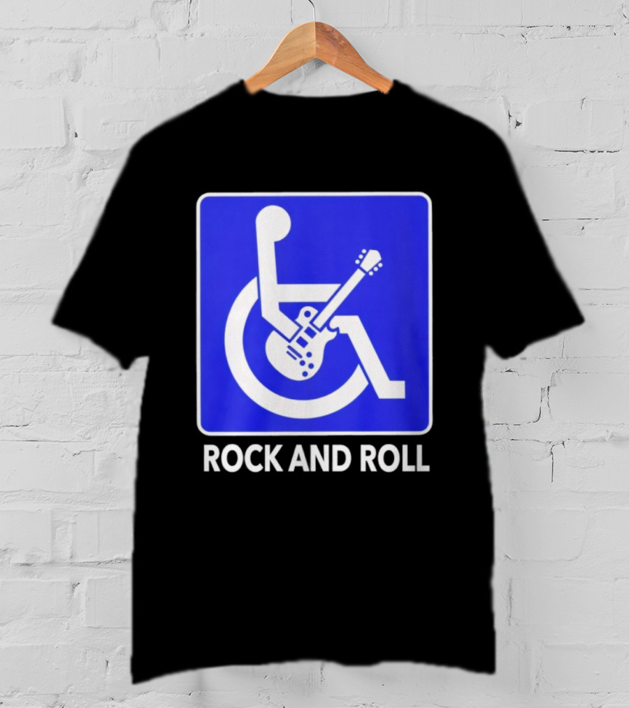 Rock And Roll Wheelchair Guitar Icon T-Shirt