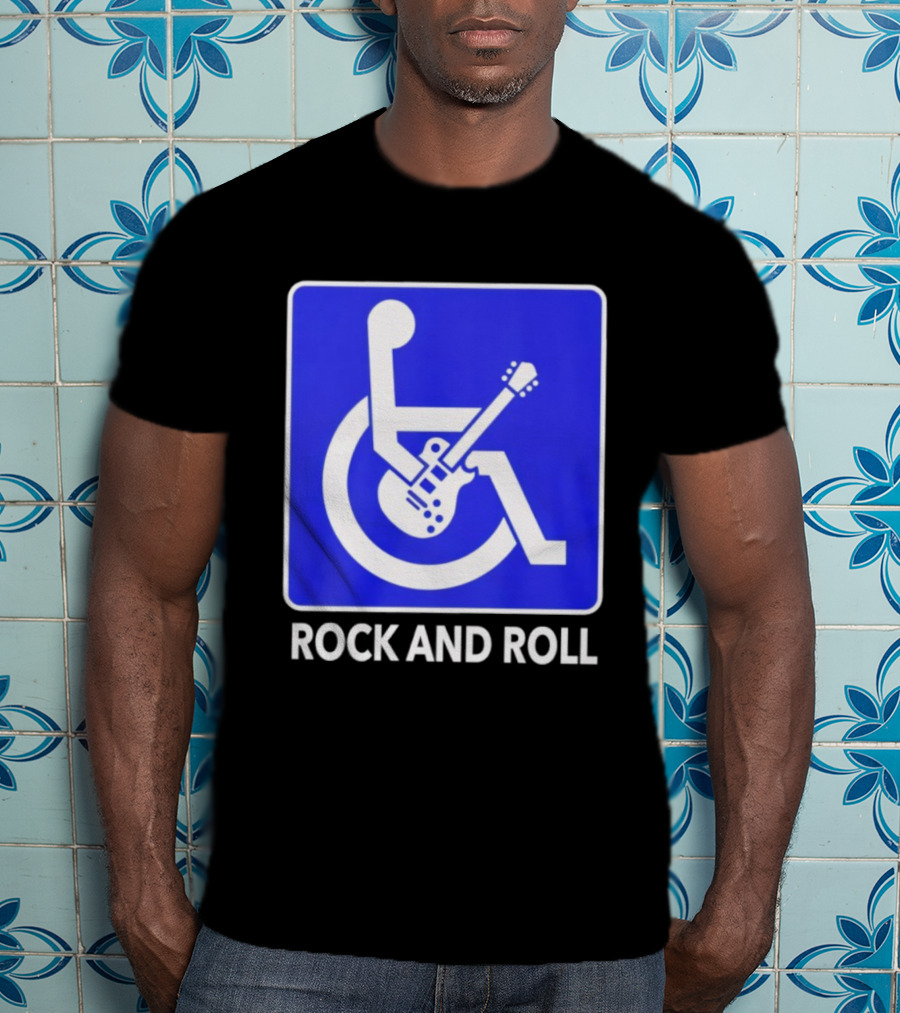 Rock And Roll Wheelchair Guitar Icon T-Shirt
