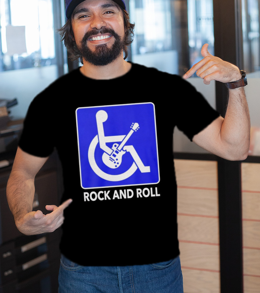 Rock And Roll Wheelchair Guitar Icon T-Shirt