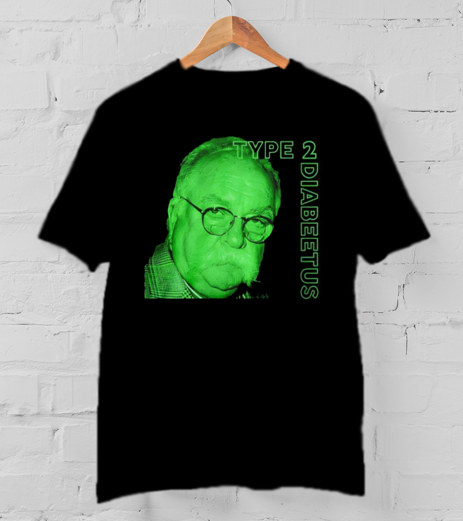 Type 2 Diabetes Wilford Brimley Green Portrait T-Shirt