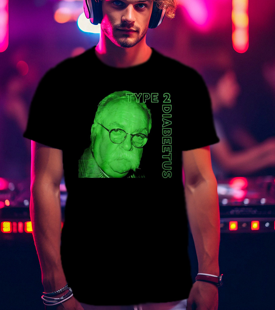 Type 2 Diabetes Wilford Brimley Green Portrait T-Shirt