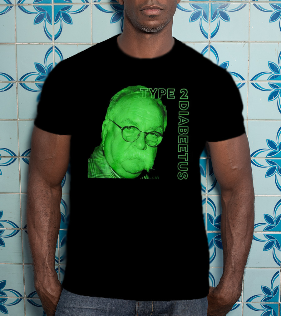 Type 2 Diabetes Wilford Brimley Green Portrait T-Shirt