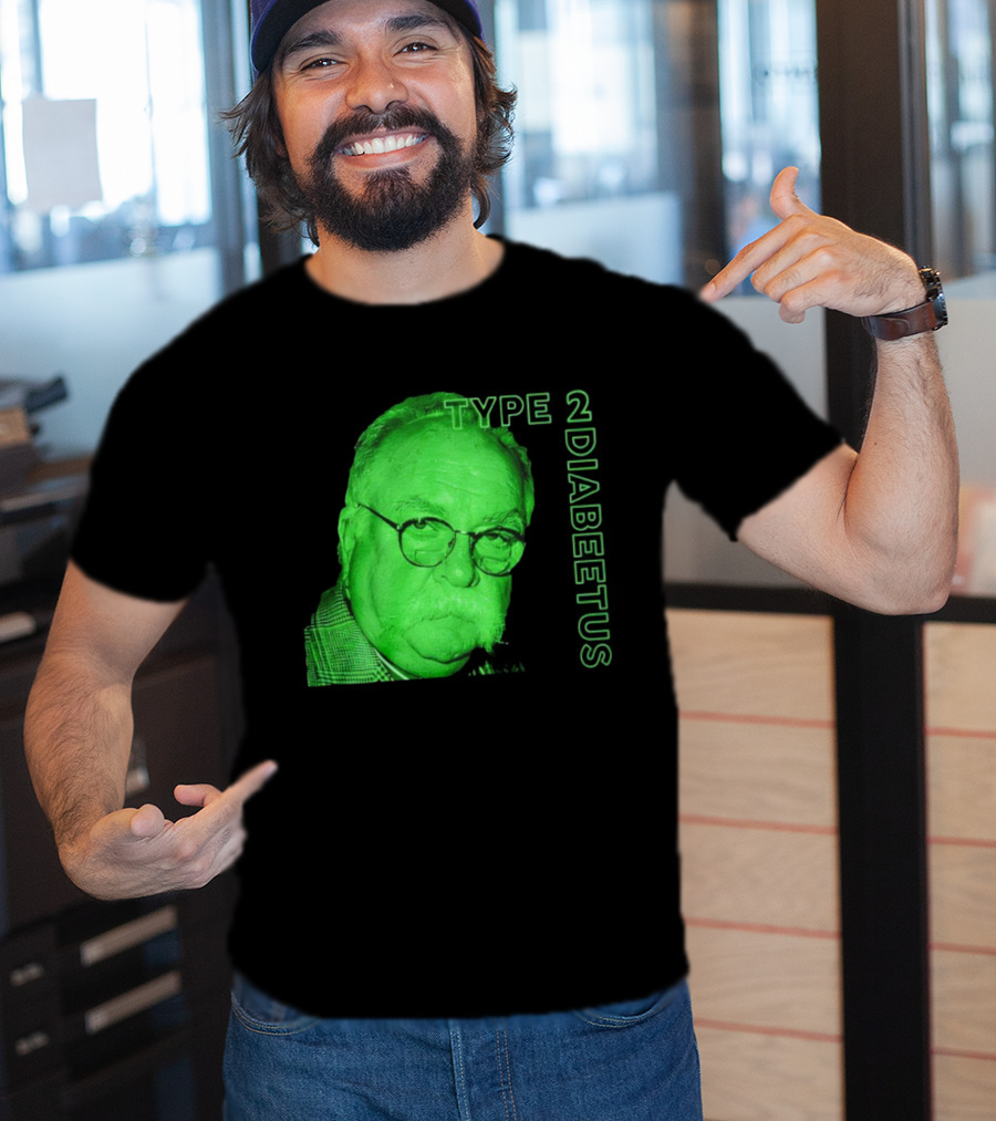 Type 2 Diabetes Wilford Brimley Green Portrait T-Shirt