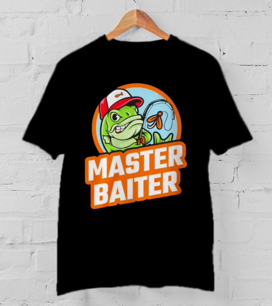 Master Baiter Fish Cartoon Fishing Humor T-Shirt