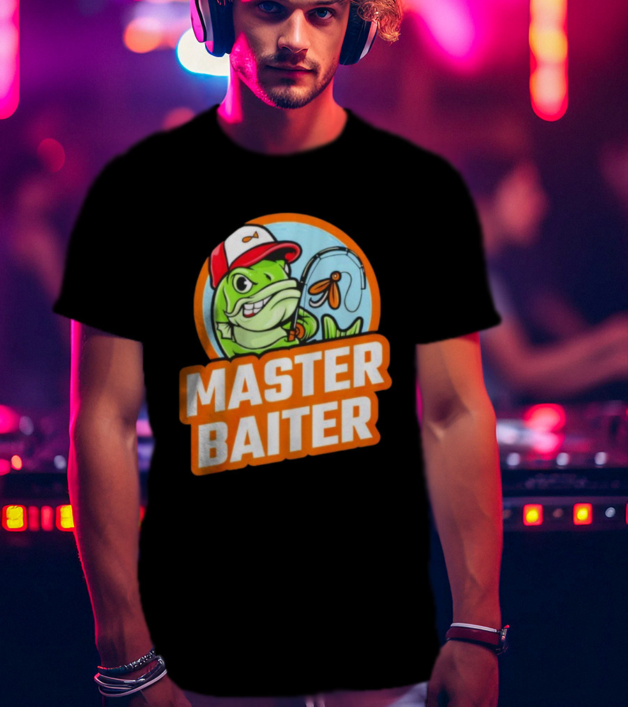 Master Baiter Fish Cartoon Fishing Humor T-Shirt