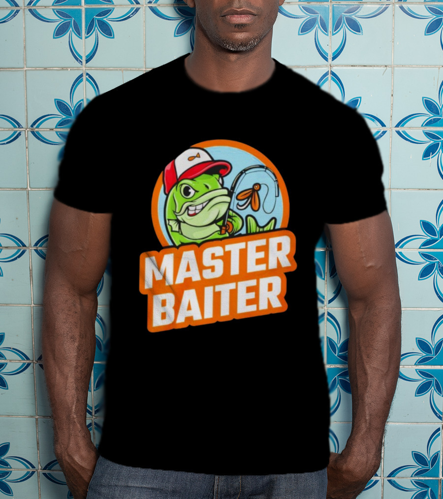 Master Baiter Fish Cartoon Fishing Humor T-Shirt