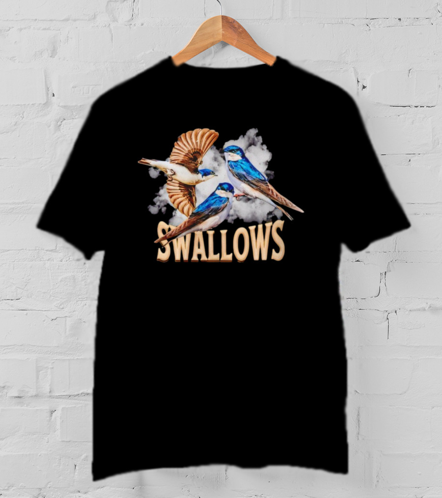 Swallows Hirundinidae Blue Birds Realistic Image T-Shirt