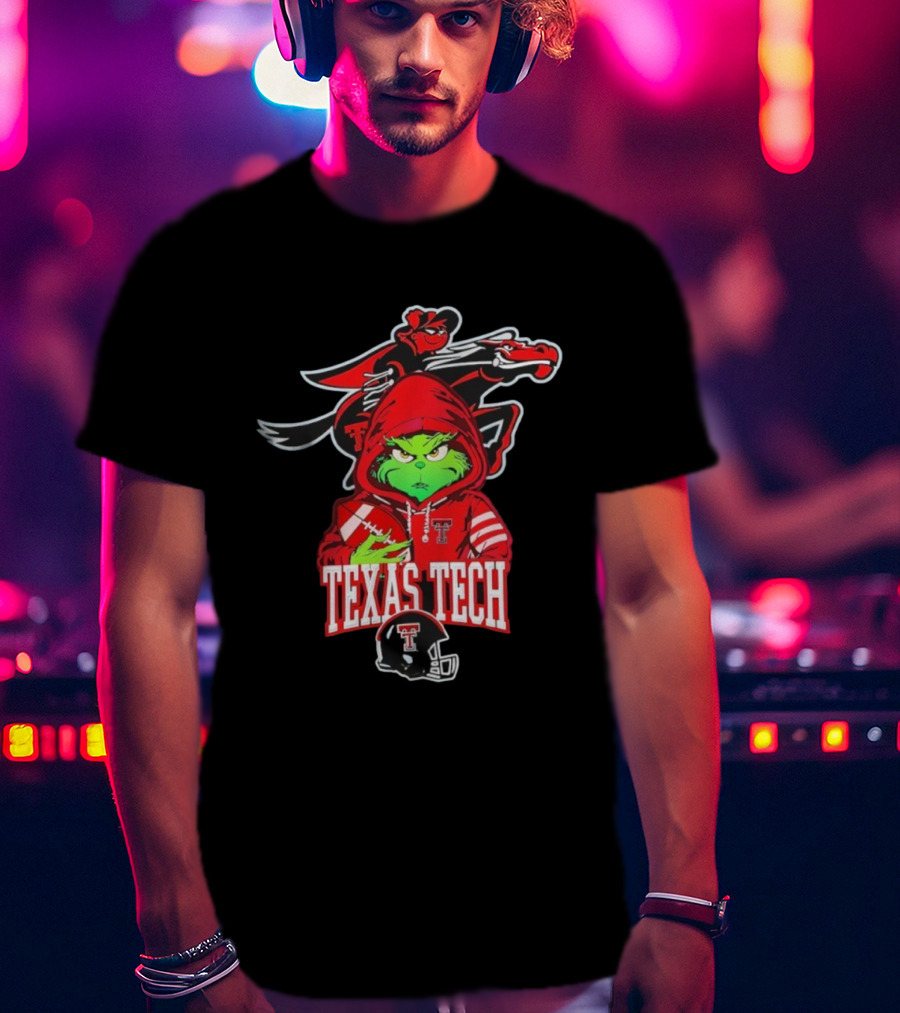Texas Tech Grinch Football Raider Mascot NCAA T-Shirt