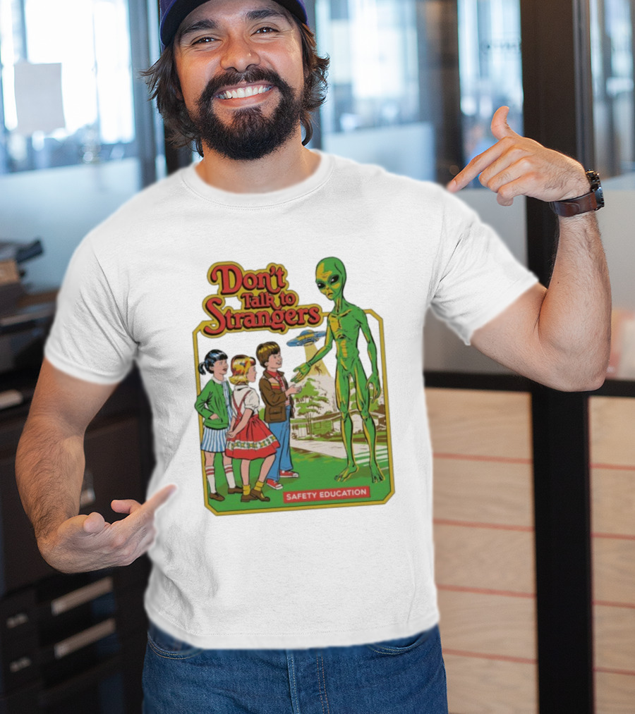Don't Talk To Strangers Safety Education Alien Encounter Scene T-Shirt