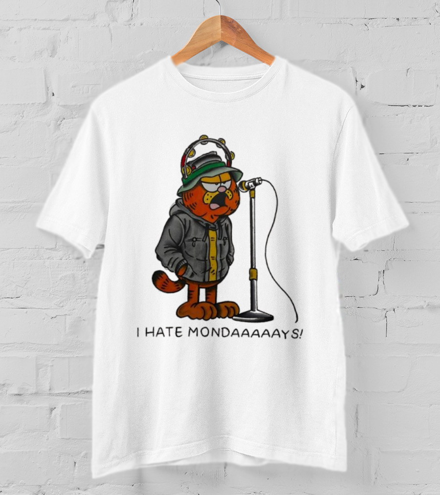 Garf Cat I Hate Mondaaaaays And Bucket Hat Microphone T-Shirt