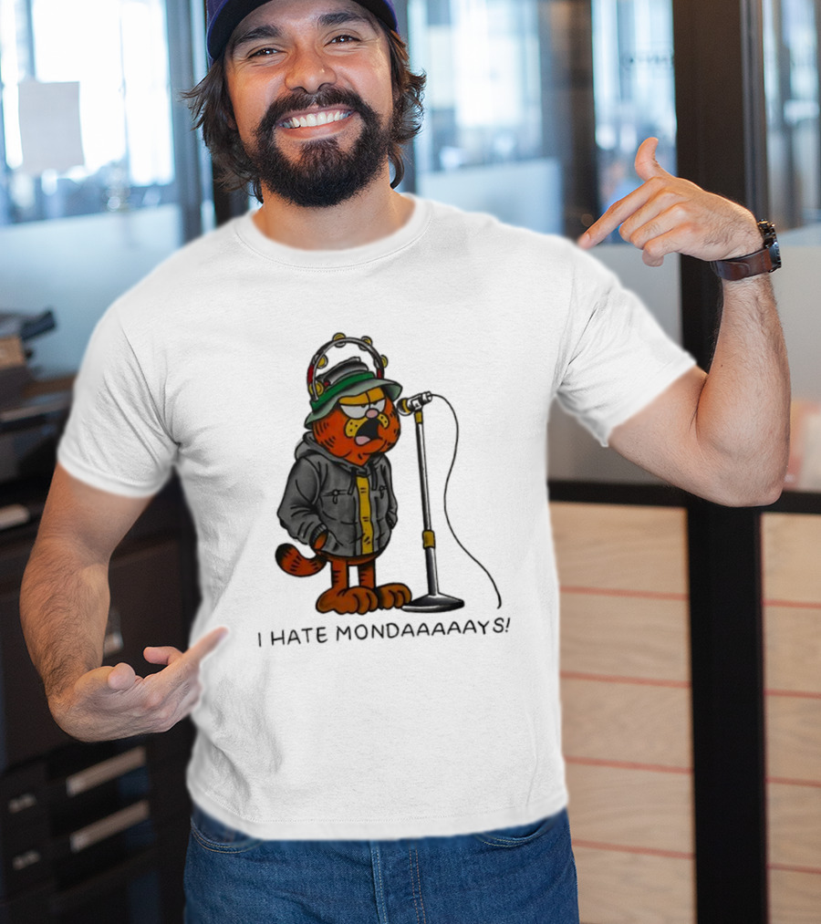 Garf Cat I Hate Mondaaaaays And Bucket Hat Microphone T-Shirt