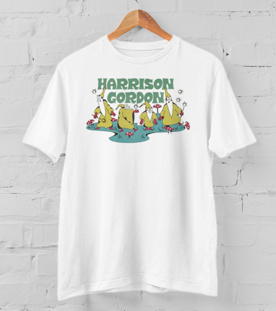 Harrison Gordon Four Gnomes In Yellow With Mushrooms T-Shirt