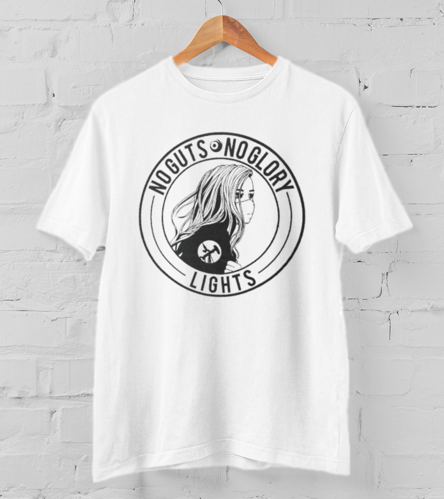 Lights No Guts No Glory Circle Skull Warrior T-Shirt