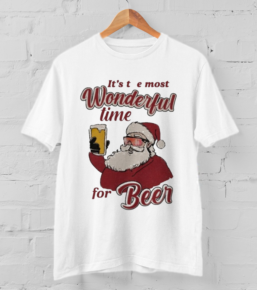 It's The Most Wonderful Time For Beer Christmas Santa T-Shirt