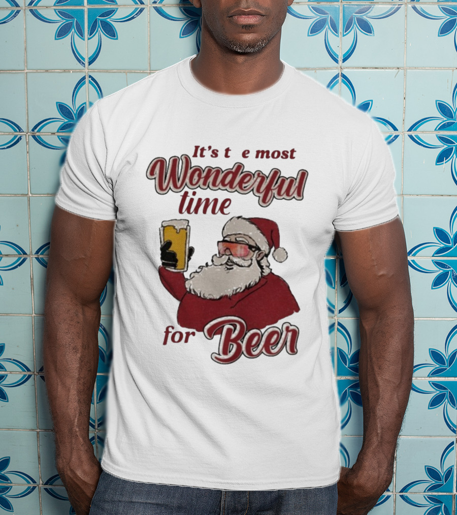 It's The Most Wonderful Time For Beer Christmas Santa T-Shirt