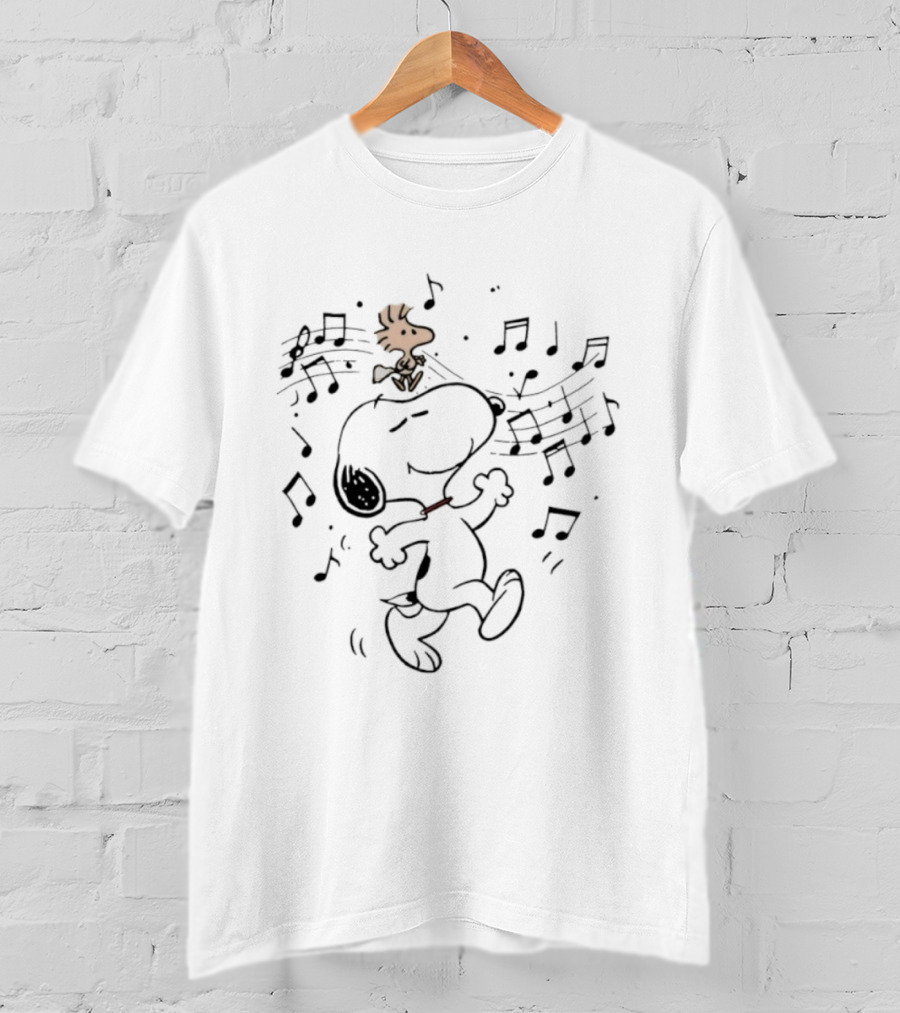 Snoopy And Woodstock Joyful Dancing Celebration Peanuts Characters T-Shirt
