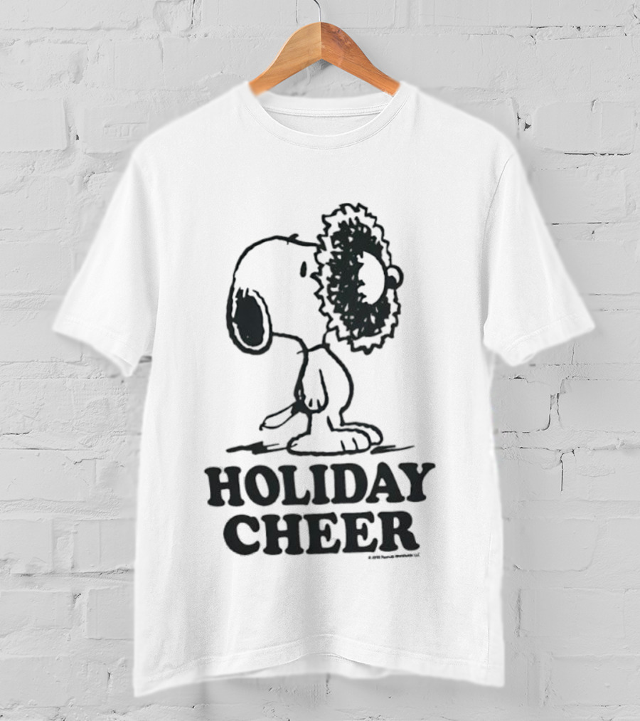 Snoopy Christmas Wreath HOLIDAY CHEER Peanuts Holiday T-Shirt