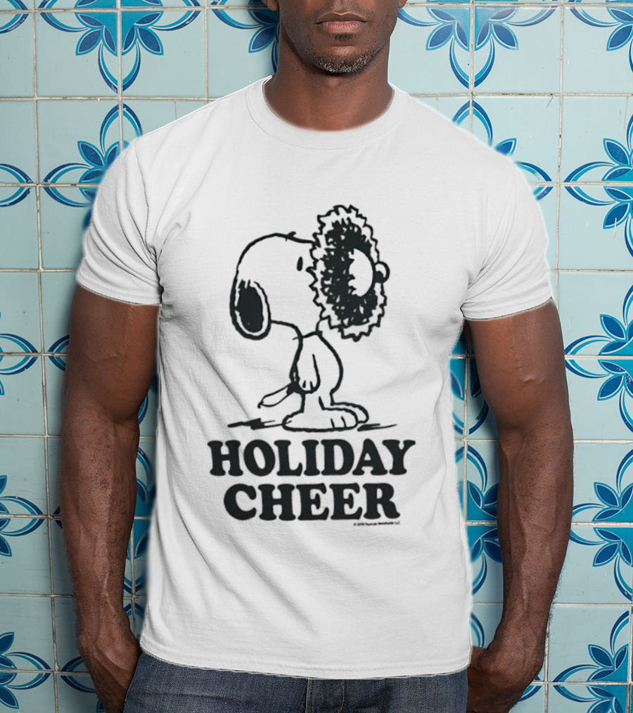 Snoopy Christmas Wreath HOLIDAY CHEER Peanuts Holiday T-Shirt