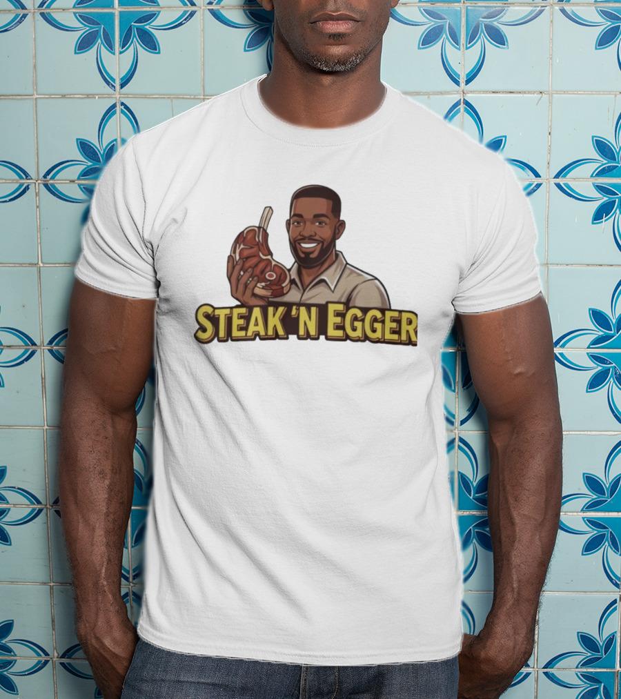 Steak 'N Egger Man Holding Steak T-Shirt