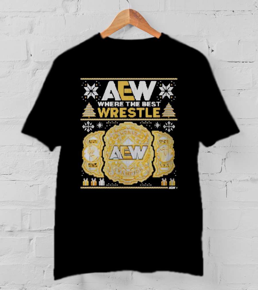 AEW Where The Best Wrestle Championship Holiday Christmas T-Shirt