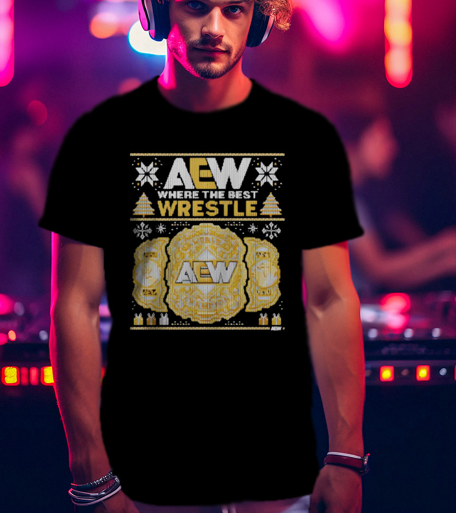 AEW Where The Best Wrestle Championship Holiday Christmas T-Shirt