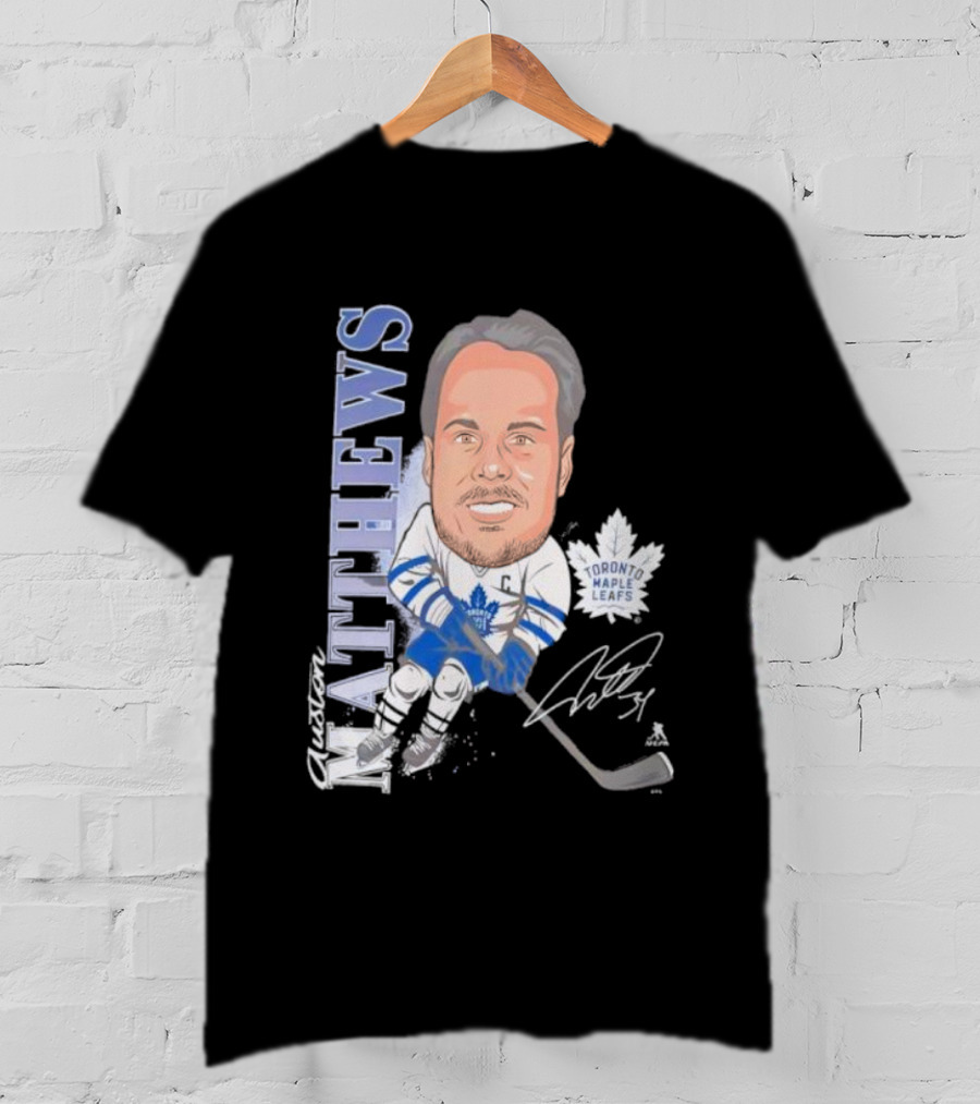 Auston Matthews Toronto Maple Leafs Signature Art Caricature T-Shirt