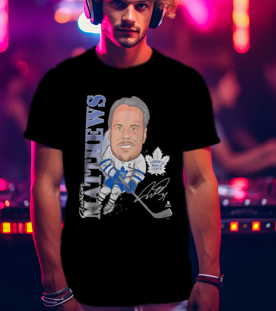 Auston Matthews Toronto Maple Leafs Signature Art Caricature T-Shirt