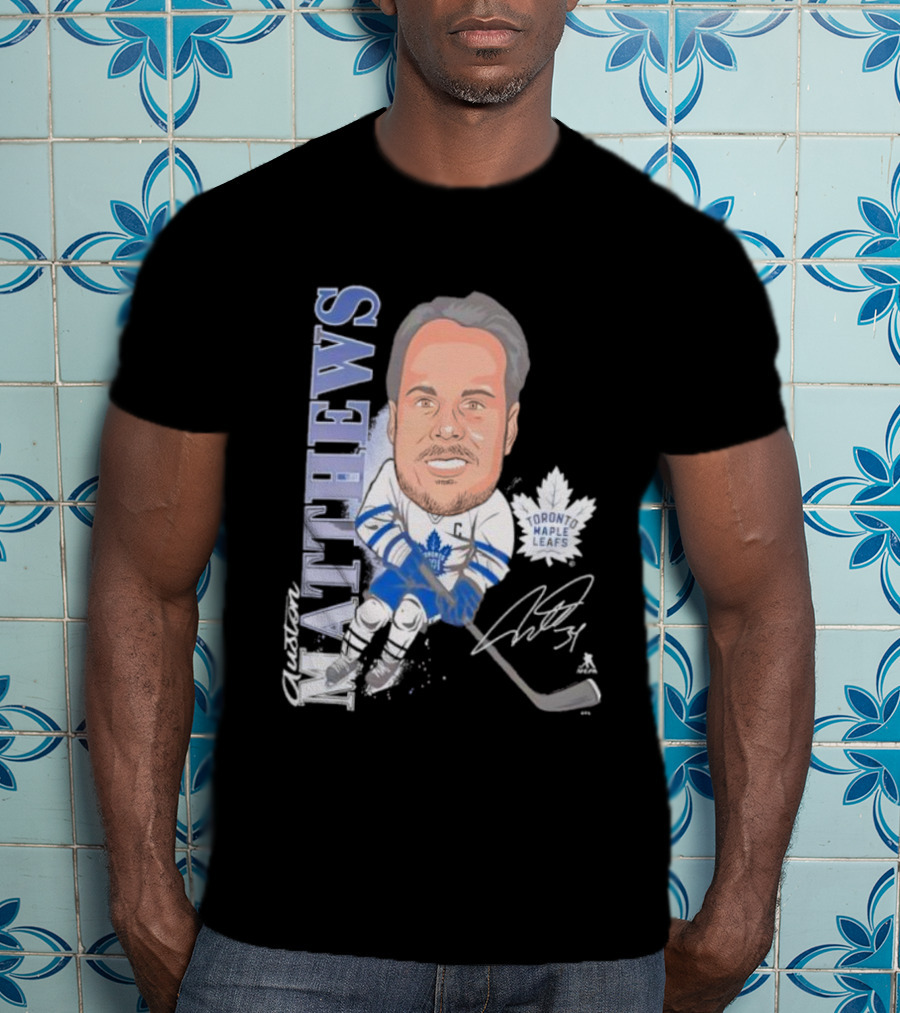 Auston Matthews Toronto Maple Leafs Signature Art Caricature T-Shirt