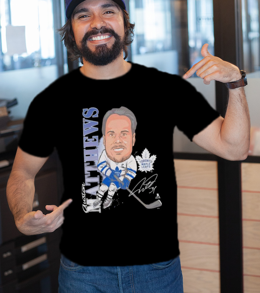 Auston Matthews Toronto Maple Leafs Signature Art Caricature T-Shirt