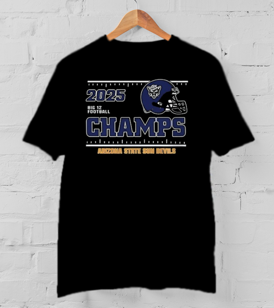BYU Cougars 2025 Big 12 Football Champs Arizona State Sun Devils T-Shirt