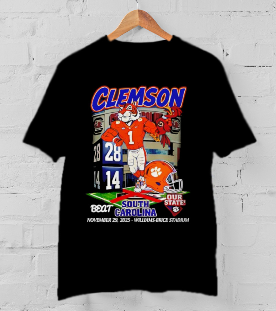 Clemson Tigers 28-14 South Carolina November 29 2025 Williams Brice Stadium Our State T-Shirt