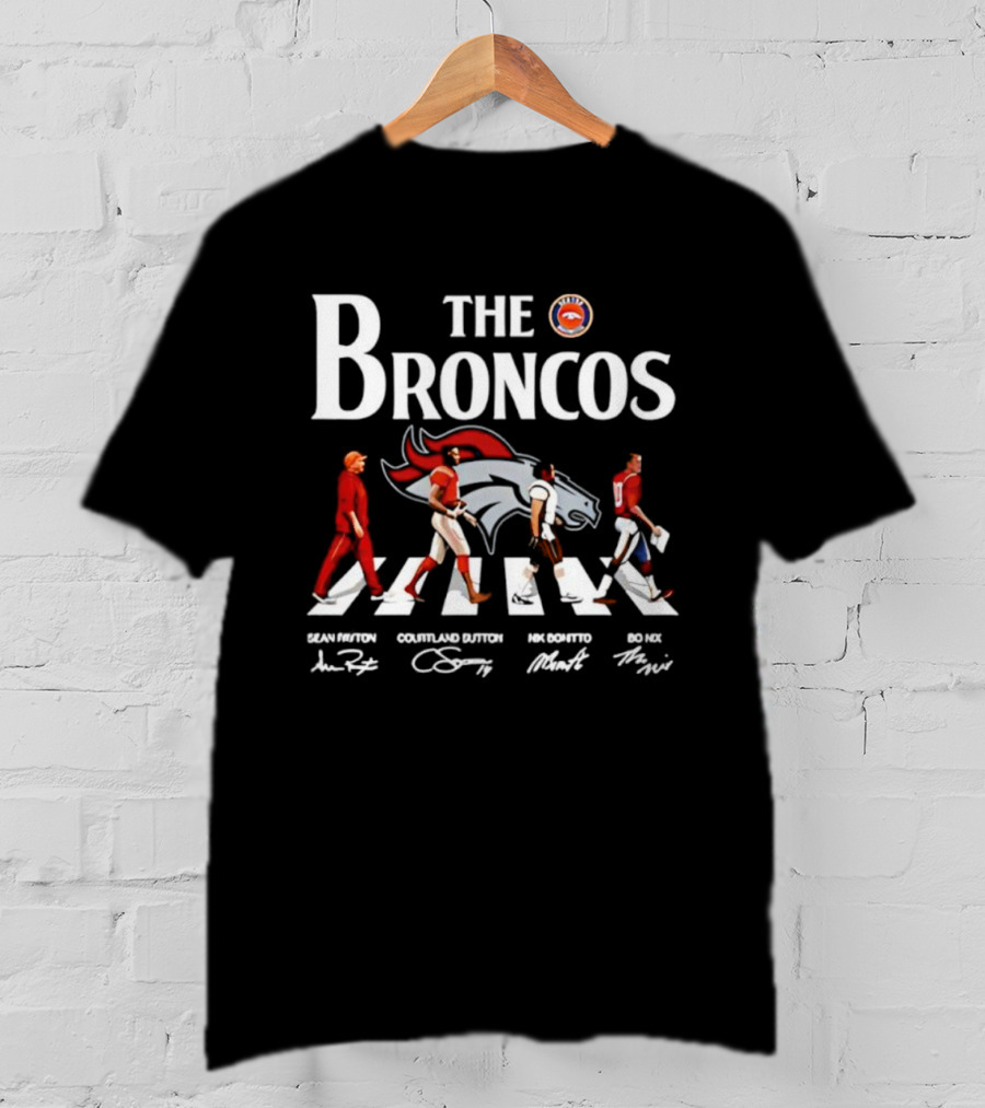 The Broncos Abbey Road Walk Players Autographs T-Shirt