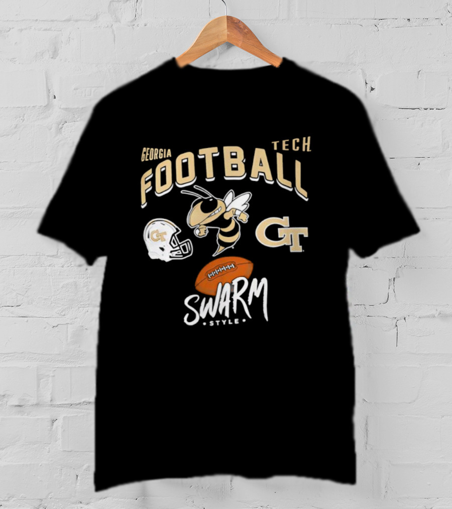 Georgia Tech Football GT Helmet Buzz Swarm Style T-Shirt