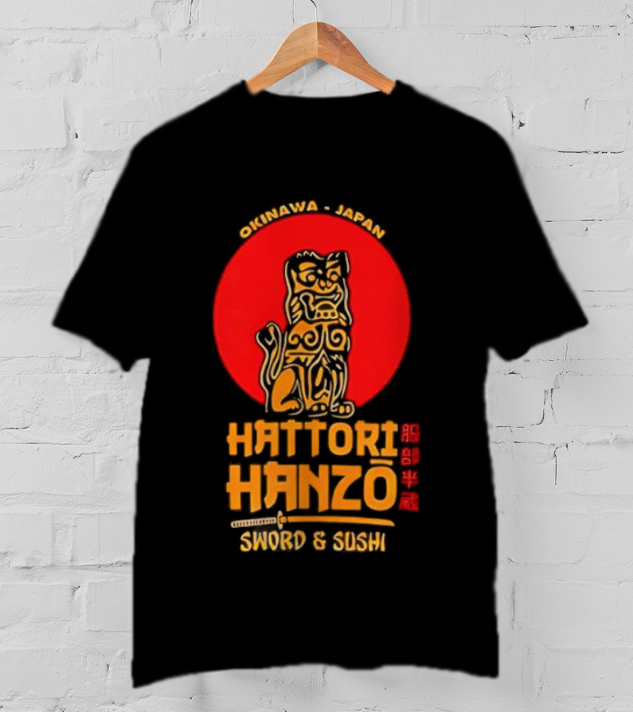 Hattori Hanzo Okinawa Japan Sword & Sushi Foo Dog T-Shirt